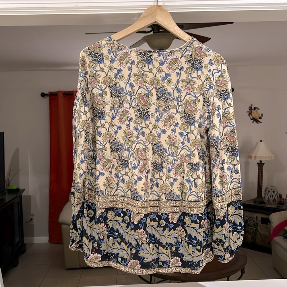LASCANA Floral Long Sleeve Peasant Blouse Top Women’s Size 8 - Picture 3 of 8